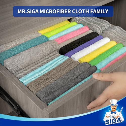 MR.SIGA Microfiber Cleaning Cloths, All-Purpose Microfiber Towels, Streak Free Cleaning Rags, Pack of 12, Purple, Size 32 x 32 cm(12.6 x 12.6 inch) - color: Purple