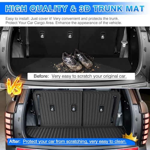 Cartist Trunk Mat Fits for 2026 Hyundai Palisade Gas Cargo Liner, TPE All Weather Cargo Mat for Palisade Accessories (with Backrest Mat) - size: 6)Hyundai Palisade 26