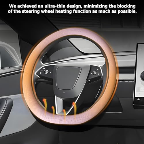 Microfiber Leather Universal 14.5-15 inch Steering Wheel Cover,Easy to Install Non-Slip Breathable Steering Wheel Protector Light Pink - color: Light Pink