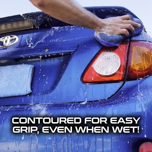 Formula 1 Super Car Wash Sponge Two-Sided Microfiber Sponge with Mesh Scrubber Side Intense Clean Durable & Effective Car Cleaning Supplies - color: Super Car Wash Sponge
