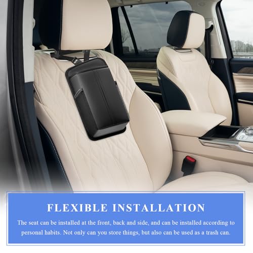 Car Tissue Holder, Rectangular Waterproof Auto Seat Side Tissue Box with Mesh Pocket, Multifunctional Leather Napkin Holder Hanging Storage Box for Vehicle Front Seat