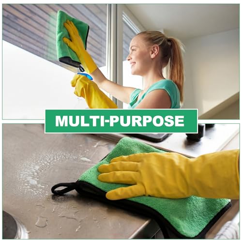 Nuenen 20 Pcs Microfiber Car Drying Towels Microfiber Cleaning Cloth 800 GSM Thick Plush Cleaning Dusting Cloth Auto Detailing Absorbent Towels Rags for Car Household Kitchen Window(Grey and Green) - color: Grey and Green