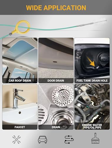 Upgraded Auto Sunroof Drain Cleaning Tool, 120 Inch Long Flexible Drain Brush Pipe Cleaners for Car, Slim Drain Dredging Tool Tube Cleaning Brush Perfect for Car Sunroof, Windshield Wiper Drain Hole - size: 120 Inch