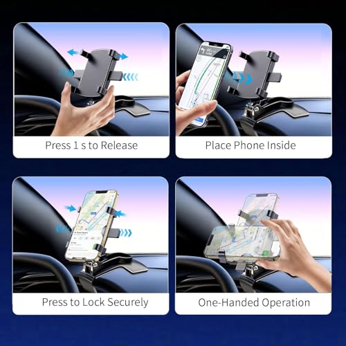 YUHENG Car Phone Holder Mount for Dashboard Rearview Mirror Sun Visor,360° Rotation & Strong Grip,Universal Adjustable Phone Clamp for iPhone 17 Pro Max 3–7” Phones | One-Hand Use, No-Block View