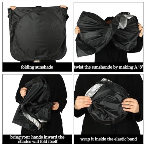 Woanger Windshield Sun Shade Foldable Car Front Window Covers for Car Accessories Sun Heat UV Rays Visor Protector Protection for Universal Cars SUV Truck (Solid Style) - style: Solid Style