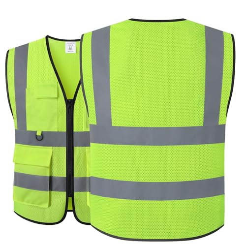 Safety Vest for Men Women Hi Vis Vest with Pockets Mesh High Visibility Vests Meets ANSI/ISEA Standards - color: 20-yellow, size: 4X-Large