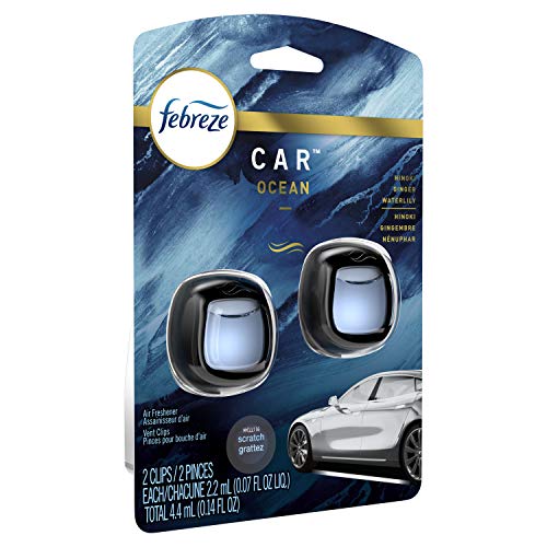 Febreze Car Odor-Eliminating Air Freshener Vent Clips, Ocean, 2 count - size: 0.14 Fl Oz (Pack of 1)