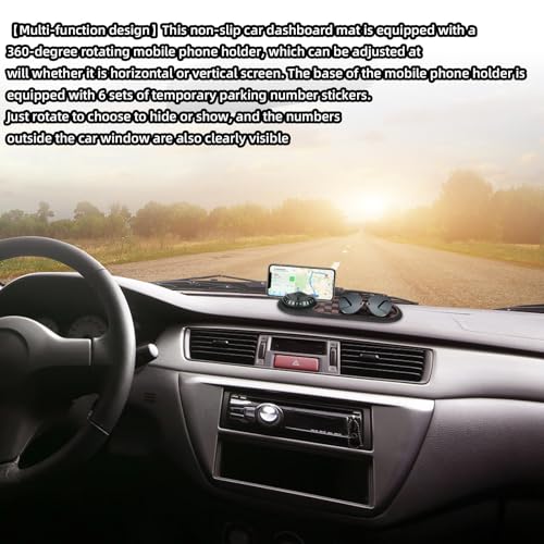 lasuroa Multifunctional Car Anti-Slip Mat with Phone Holder, 360°Rotatable Mobile Phone Holder Anti Slip Pad for Car Dashboard Keys Sunglasses Gadgets Storage