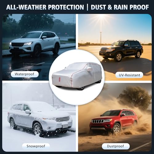 SUV Car Cover, 360° Underbody Wrap Design, All-Weather Waterproof Car Cover, Suitable for SUV Vehicle Body Length 191 to 200 in - size: 1(SUV-A6)