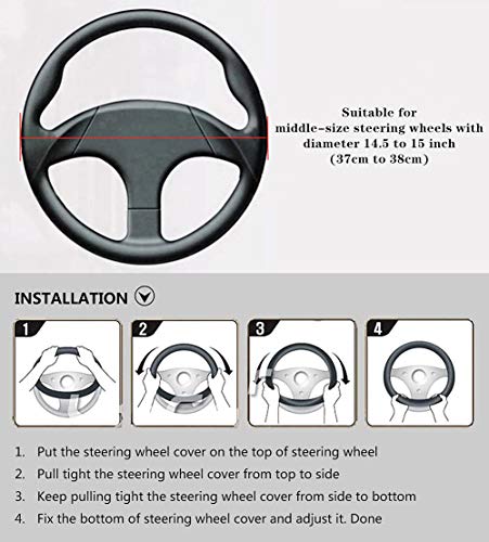 Labbyway Carbon Fiber Steering Wheel Cover, Universal 15 inch, Breathable, Anti-Slip, Warm in Winter and Cool in Summer, Black - color: Carbon Fiber Black