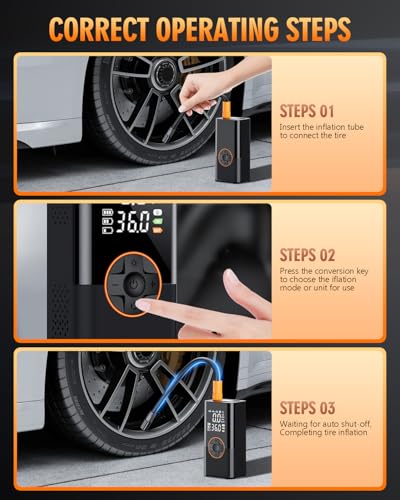 Tire Inflator Portable Air Compressor, 3X Faster Air Compressor with Digital Pressure Gauge, 150 PSI Portable Air Pump for Cars, Motorcycles, Bicycles, Balls and More(Black)