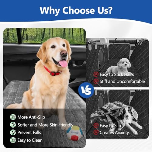 Thickened Dog Bed for Car Back Seat, Upgraded Bottom Non-Slip, Fits Hard Bottom car seat Cover for Dogs, Premium Dog Car Seat Cover - color: Light Gray