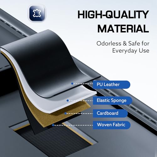 Leather Car Visor Organizer with Tissue Holder, Card Holder and Sunglasses Clip