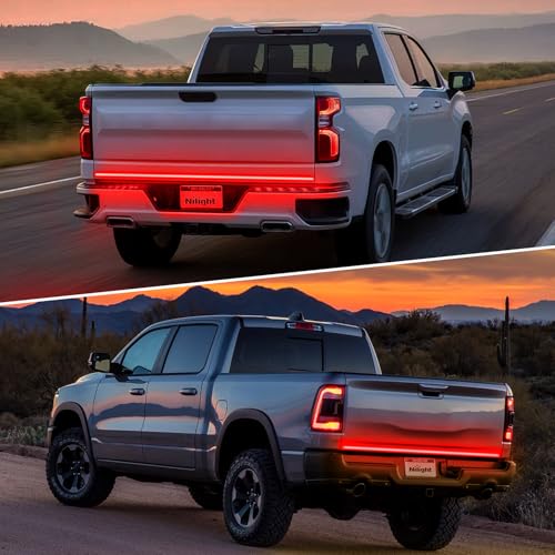 Nilight Truck Tailgate Light Strip 60" Quad Row 648 LED Strip with Red Running Brake Lights White Reverse Lamp Amber Turn Signals - color: 60" Tailgate Light Strip Quad Row