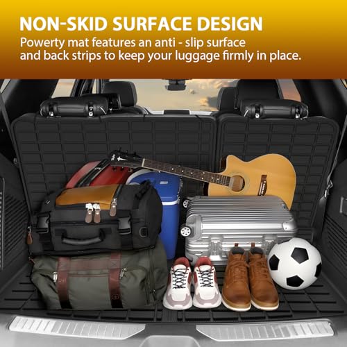 Powerty Floor Mats for 2021-2025 2026 Chevrolet Chevy Tahoe/GMC Yukon 7 Passenger Car Mats, All Weather TPE Custom Cargo Liner Seat Back Covers Protectors Full Set Car Accessories (Not for Yukon XL) - size: 2)Chevy Tahoe/GMC Yukon 7Seater|21-26|Full Set