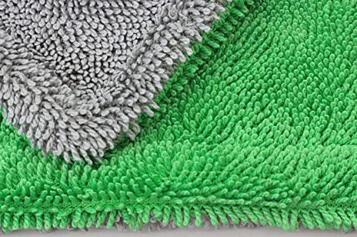 Autofiber Dreadnought Microfiber Car-Drying Towel, Superior Absorbency for Drying Cars, Trucks, and SUVs, Double-Twist Pile, One-Pass Vehicle-Drying Towel - Pack of 1, Green/Gray (20 inch x 30 inch) - color: Green/Gray