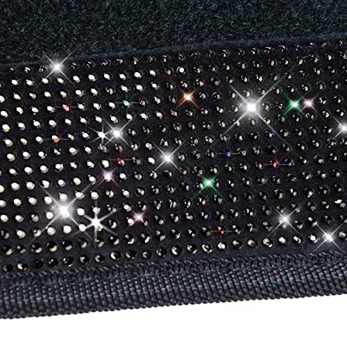 CAR PASS Bling Diamond Car Floor Mats, Sparkling Crystal Shining Glitter Rhinestone Carpet, Anti-Slip PVC Heel Pad Waterproof Universal for Automotive SUV,Sedan,Van,4pcs Girl Women Men Black Diamond - color: Black Diamond
