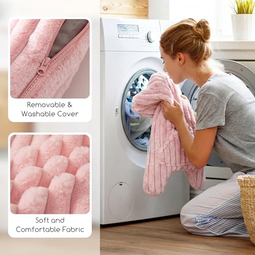 HIGOGOGO Washable Travel Pillow, Car Pillow for Kids & Adults, Upgraded Travel Pillows with Removable Soft Cover and High-Support Foam, Fix Neck and Body Sitting/Sleeping on The Trip, Pink - color: A-pink