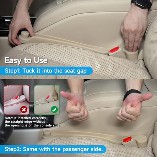 Givifive Car Seat Gap Filler Set of 2, Soft Foam Multifunctional Seat Side Gap Filler with Organizer & Hook Function, 3in1 Gap Stopper Universal Fit Car SUV Truck Fill The Gap Between Seat & Console - color: Beige, size: Most Cars – Standard