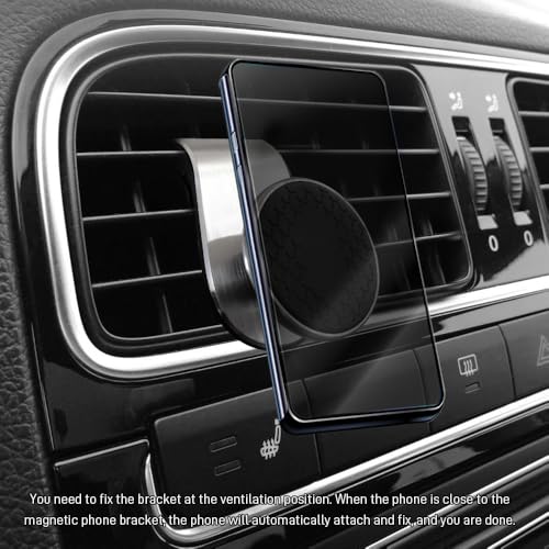 Strong Magnetic Car Phone Holder, Car Phone Mount Holder, 360° Rotatable L-Shape Air Vent/Dashboard Mount, Adjustable Air Vent Navigation Magnetic Smartphone Bracket for Auto SUV (Silver) - color: Silver