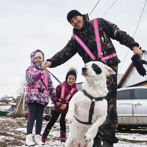 Tenalleys 2 Pack Reflective Vest Running Gear Adjustable High Visibility Reflective Running Safety Vest for Women Men Night Cycling,Hiking, Jogging,Dog Walking - color: Pink