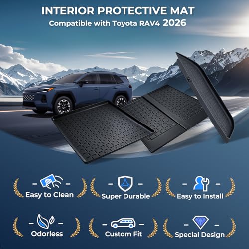 Wireless Charging Protective Mat & Center Console Storage Protective Mat & Passenger Storage Organizer Mat for Toyota RAV4 2026, Interior Accessories Anti-Slip Cover Pad for 2026 RAV 4, Black - style: Fits for Toyota RAV4 2026, C