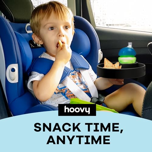 Hoovy Silicone Cup Holder Tray for Car Seat, Booster Seat, Stroller - Carseat Snack Trays for Kids Travel - Cup Holders Food Tray - Midnight 1 Pack