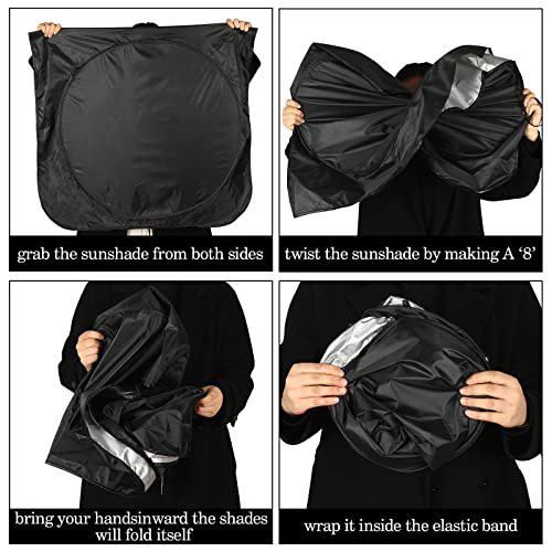 Windshield Sun Shade Foldable Car Front Window Covers for Car Accessories Sun Heat UV Rays Visor Protector Protection for Universal Cars SUV Truck (Solid Black) - style: Solid Black