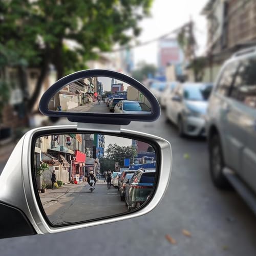 Blind Spot Mirror Adjustable 360 Degree Car Side Mirror, HD Glass Rear View Mirror Exterior Accessories for Car SUV Frame Thickness Less than 5MM - style: Single (Clamp Mount)