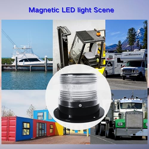 Cloud Fire LED Anchor Light for Boat Yacht, Magnetic Solar Powered Navigation Lamp, IP65 Waterproof & Dustproof, Strobe Warning Light, PC Material,4 Modes (Flashing, Strobe, Steady,Rotation), White - color: White light