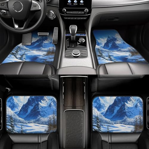 Snow Mountain Car Floor Mats,4 Piece, Car Rug Durable Anti-Slip Waterproof Trim to Fit Liner Universal Fit Auto,Sedan,SUV,Truck
