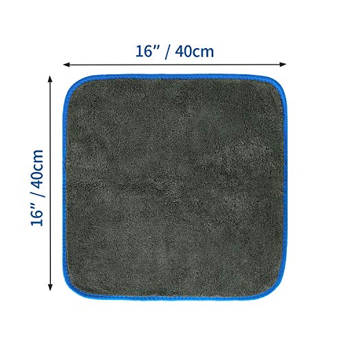 BMLEI Microfiber Car Cleaning Cloths,1200 GSM Ultra Thick Microfiber Towels for Cars, Soft Car Drying Towel for Washing, Polishing and Auto Detailing 16'' x 16'' (3 Pack)