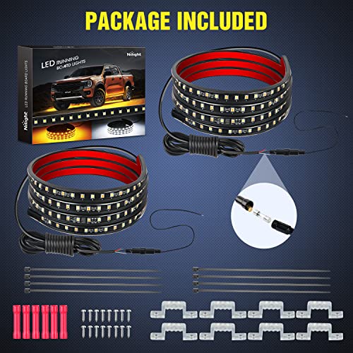 Nilight 48inch Truck LED Running Board Lights 2 PCS Side Maker Light with White Courtesy & Sequential Amber Turn Signal Lighting Strips Kit for Trucks Pickup SUV - color: 48" Running Board Lights White/Amber