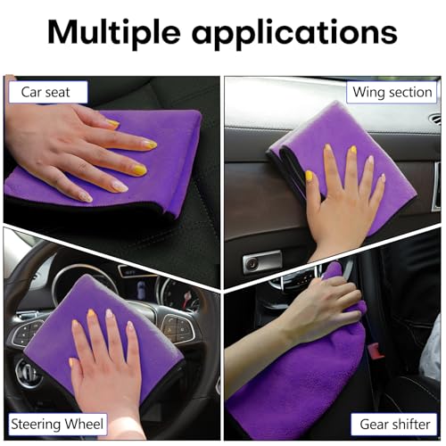 Hovom 3PCS Car Microfiber Towels, 23.62"×11.81" Lint-Free Microfiber Towels for Cars Wash Drying, Super Absorbent Cleaning Cloths, Reusable Washing & Detailing Towel, Car Cleaning Supplies (Purple) - color: Purple