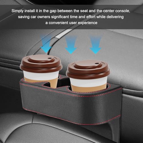 Car Seat Gap Filler Organizer, Multifunctional Auto Console Side Storage Box with Cup Holder, Universal PU Leather Cup Holder Front Seat Crevice Filler for Car Truck SUV (Black) - color: Black