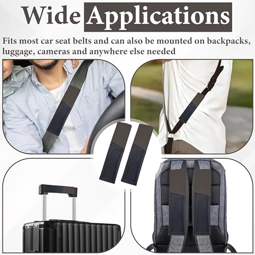 ecocstm 2 PCS Car Seat Belt Cover Pad, Carbon Fiber Safety Seatbelt Shoulder Strap Covers, Breathable Leather Soft Harness Pad, Interior Car Accessories, Universal for SUV, Truck, RV (Brown&Black - color: Brown
