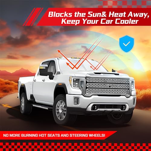ARISMOTOR Windshield Sun Shade for Chevy Silverado 1500 /GMC Sierra 1500 2500HD 3500HD 2019-2025 2026, Custom Fit Foldable Front Window Sunshade Sun Visor Protector, Block UV Rays Keep Your Car Cooler - size: for Silverado/GMC Sierra 1500 2500 3500 2019-2