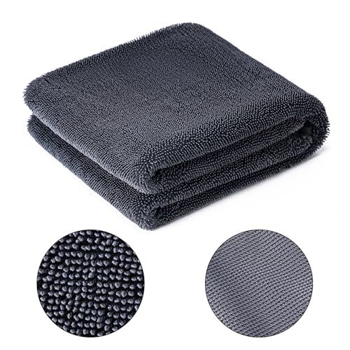 CADONO Large Microfiber Car Drying Towel, Ultra Absorbent Microfiber Cleaning Cloth for Cars, Bath Towels, No Streaks, Scratches, or Water Spots Double-Twist Pile Design(36"x 24")