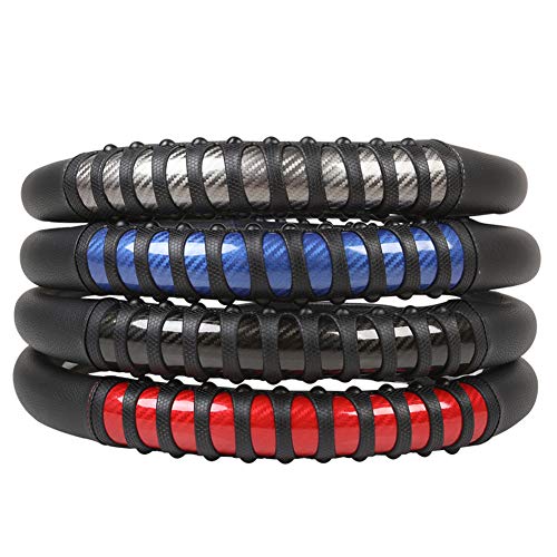 West Llama Microfiber Leather Car Steering Wheel Cover for Men Women,Universal Fit 14.5-15 inch(Leather Nails-Red+Black-Standard Size) - color: C-Red+Black, size: Standard size (14 ½''-15'')