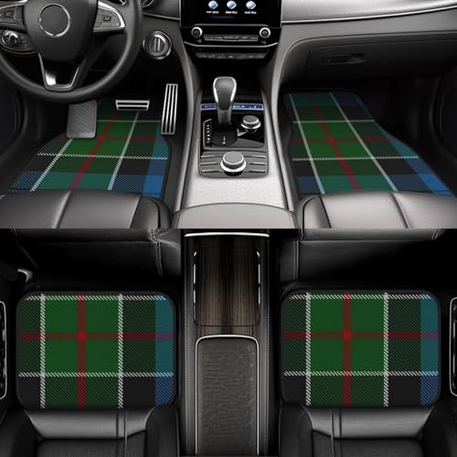 Kirkpatrick Tartan Car Foot Pad 4pc Set - Thick Rubber Floor Pad Suitable for Off Road Trucks, Home Suvs, and Daily Commuters