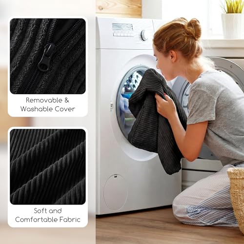 HIGOGOGO Washable Travel Pillow, Car Pillow for Kids & Adults, Travel Pillows with Removable Soft Cover and High-Support Foam, Fix Neck and Body Sitting/Sleeping on The Trip, Black - color: U-black