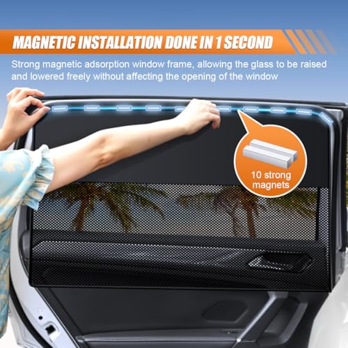 Car Front Side Window Sunshade, Magnetic Automotive Windshield Privacy Curtain with Half Shade, Mesh Sun Protection Cover Blocks Heat, Glare, UV Rays for Driver Passenger (Front) - size: Front (2PCS)