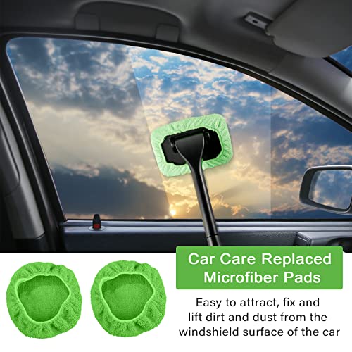 Tallew 20 Pack Windshield Cleaner Microfiber Pads Fit Car Window Cleaning Tool Replaceable Glass Wipes Inside Car Windshield Supplies, Fits 4-6 Inch Tools, 4 Colors