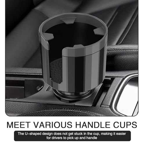 QODOLSI Pack-1 Car Conversion Cup Holder, Within 4.13" Drink Stand from Small to Large Cups Mouth, Rotatable Adjustable Base with Anti-Slip Pad, Universal Plug-and-Play Cup Holder for Cars (Black)
