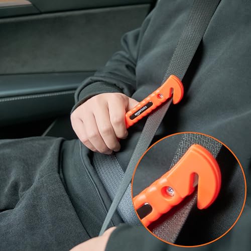 Amazon Basics Emergency Escape Tool, Window Breaker and Seatbelt Cutter, Car Safety Hammer with Protective Bracket, Bright Orange, 2 Pack, SW-835 - size: 2-Pack