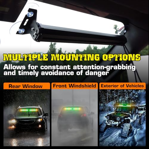 2 in 1 Traffic Advisor Light Bar w/Controller LED Emergency Strobe Visor Safety Warning Hazard Flashing Lights for Firefighter Police Trucks Vehicles (17.7", Amber Green) - color: #07 Amber/ Green