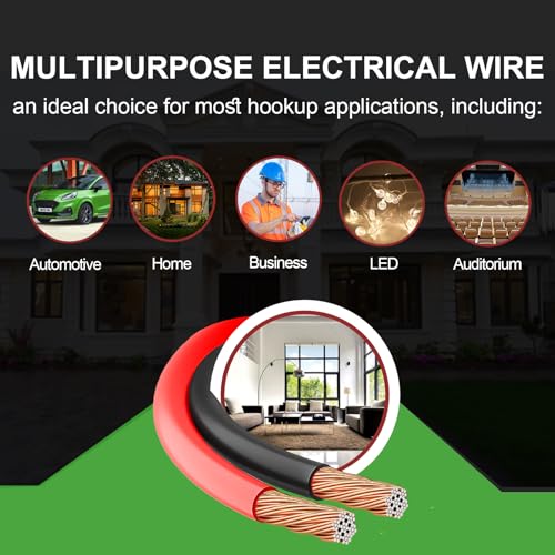 TYUMEN 100FT 14/2 Gauge Red Black Cable Hookup Electrical Wire LED Strips Extension Wire 12V/24V DC, 14AWG Flexible Extension Cord for LED Ribbon Lamp Tape Lighting - size: 100 Feet, style: 14/2 Gauge
