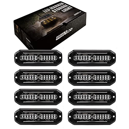 WINECO 8pcs 12 LED Surface Mount Strobe Lights, Firefighter Blue Grill Grille Emergency Warning Flashing Cop Lights Police Light Assemblies for Trucks Vehicles - color: Blue
