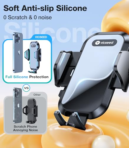 VICSEED Upgrade Ultra Stable Car Phone Holder Mount【Double Lock Metal Clip】 Universal Air Vent Phone Mount,Mobile Cell Phone Holder for Your Car,for iPhone 17 Pro Max 16 and All Phone - color: Black