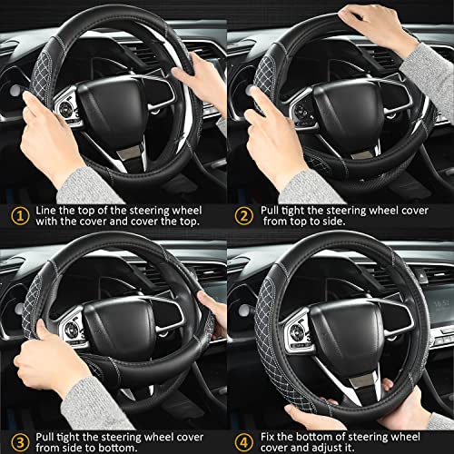 West Llama Customized Auto Car Steering Wheel Cover for Dodge RAM 1500 2500 3500, 15.5-16 inch (Black+Red-Large Size) - color: A-Black+Red, size: Large Size (15 ½''-16'')